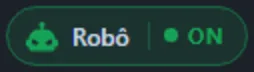 Botão Robô do MetaPro Trader na posição ligado.